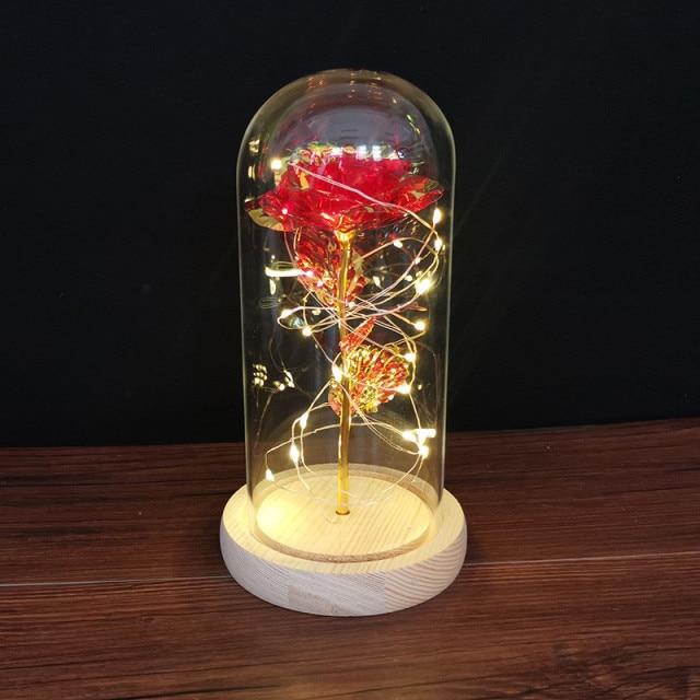 Romantic LED Rose Ornament Light Up Dome Gift