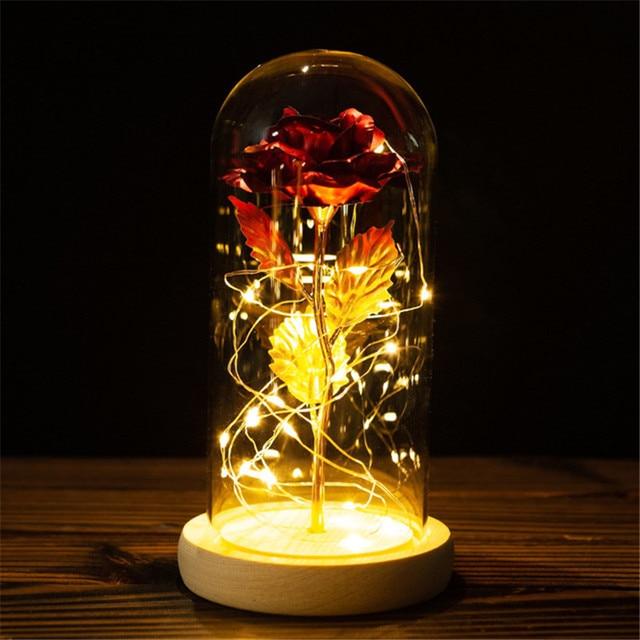 Romantic LED Rose Ornament Light Up Dome Gift