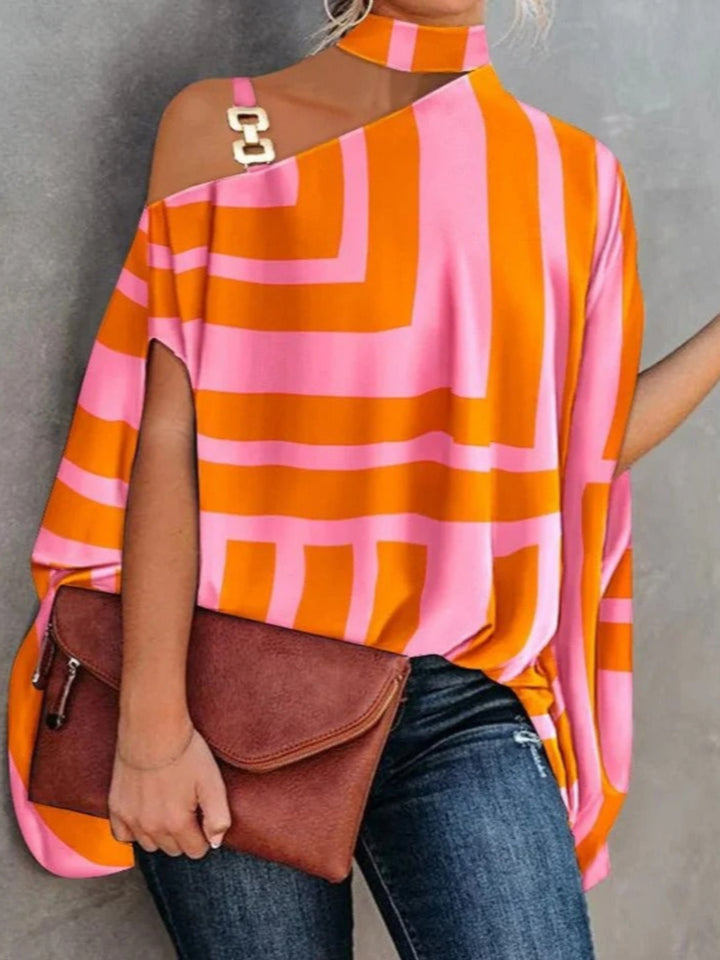 Lyra | Einschultriges Top Mit Geometrischem Print Für Damen | Lockere Passform