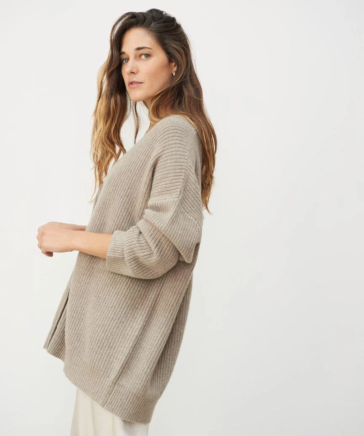 Lässige Strickjacke Mit V-ausschnitt Für Frauen | Übergröße