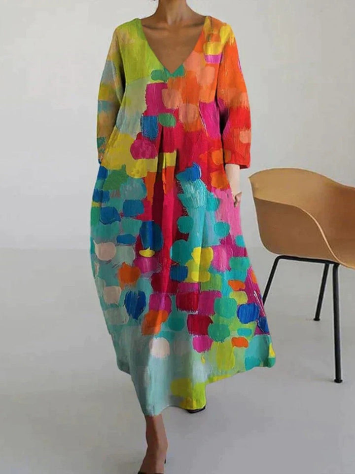 Pauline | Sommerkleid Mit V-ausschnitt Und Langen Ärmeln