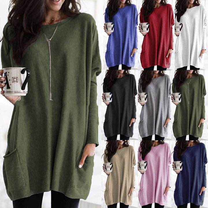 Oversize Tunika Pullover Mit Taschen Für Damen | Winter