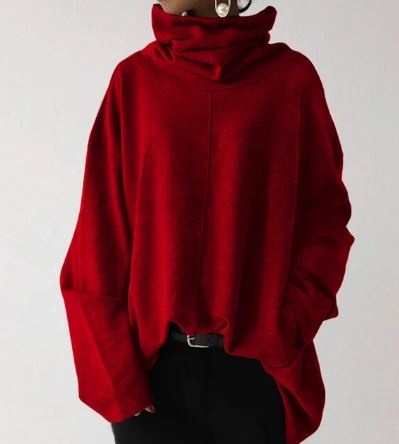 Stehkragen Sweatshirt Mit Lockerem Schnitt Für Damen | Weite Ärmel