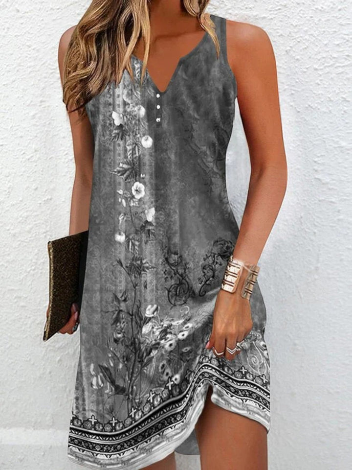 Lilou | Floral Ärmelloses Böhmisches Sommerkleid Für Frauen