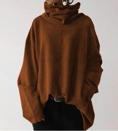 Stehkragen Sweatshirt Mit Lockerem Schnitt Für Damen | Weite Ärmel