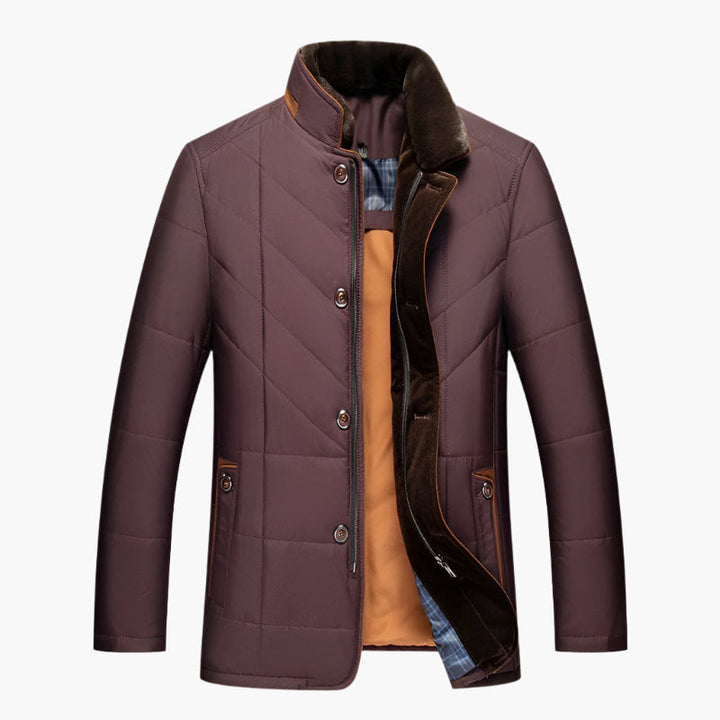 Stylische Steppjacke Mit Pelzkragen Für Herren | Winter
