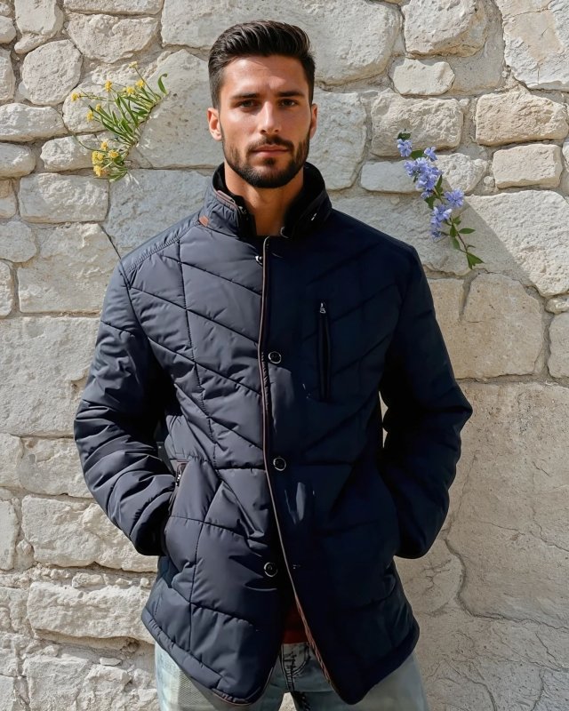 Stylische Steppjacke Mit Pelzkragen Für Herren | Winter
