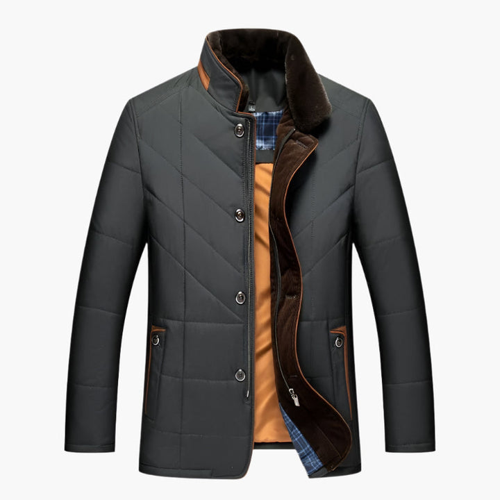 Stylische Steppjacke Mit Pelzkragen Für Herren | Winter