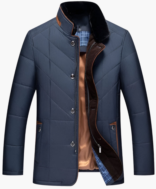 Stylische Steppjacke Mit Pelzkragen Für Herren | Winter
