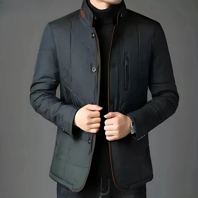 Stylische Steppjacke Mit Pelzkragen Für Herren | Winter