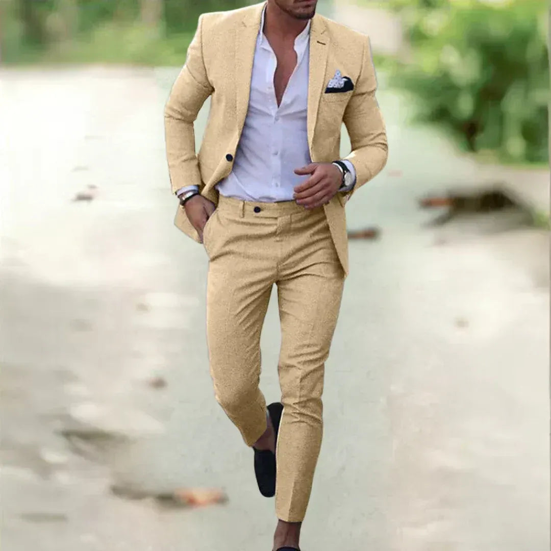 Herren Leichter Leinenanzug – 2-teilig, Slim Fit für Sommer, Hochzeit & Business | Atmungsaktiv & Elegant