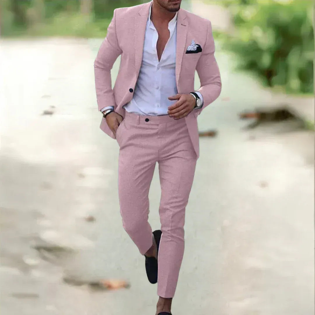 Herren Leichter Leinenanzug – 2-teilig, Slim Fit für Sommer, Hochzeit & Business | Atmungsaktiv & Elegant