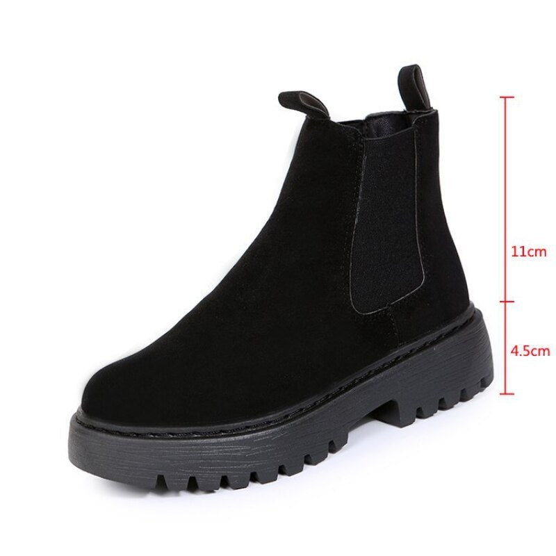 Damen-stiefeletten Zum Hineinschlüpfen Mit Plateaustiefel | Dicker Sohle