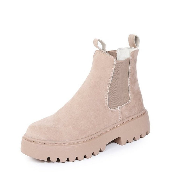 Damen-stiefeletten Zum Hineinschlüpfen Mit Plateaustiefel | Dicker Sohle