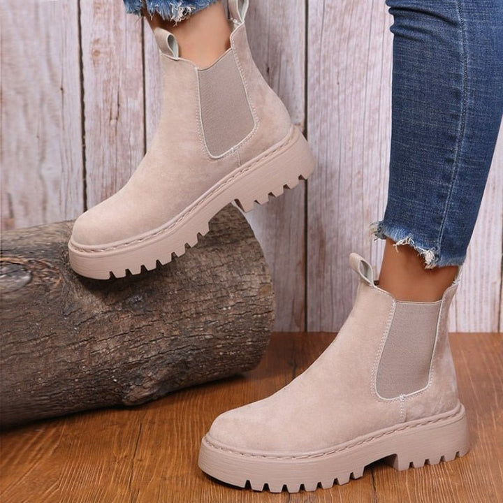 Damen-stiefeletten Zum Hineinschlüpfen Mit Plateaustiefel | Dicker Sohle