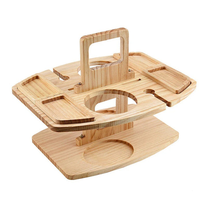 Tragbarer Picknick-Weintisch aus Holz – Faltbar & Stabil für Garten, Camping & Ausflüge | Ideal für Wein & Snacks