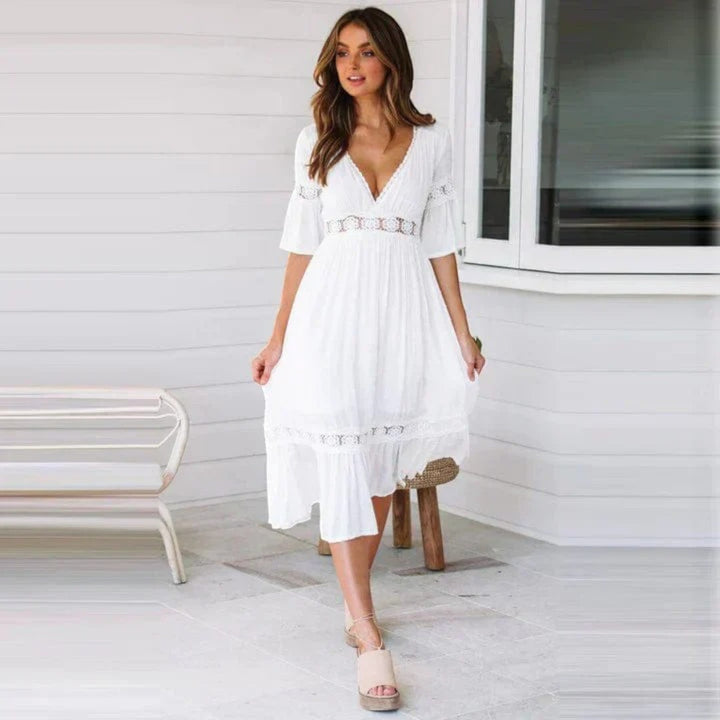Lilou | Bohemian Sommerkleid Für Damen | Midi