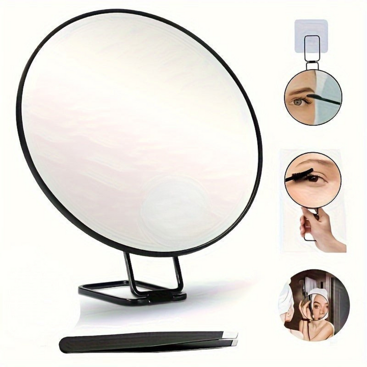 Compact Magnifying Makeup Mirror with Suction and Table Stand