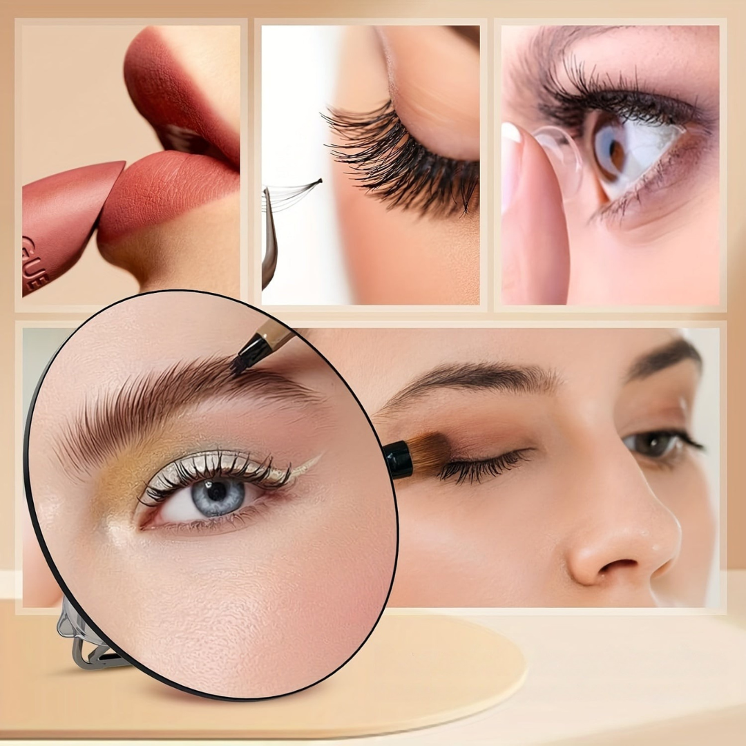 Compact Magnifying Makeup Mirror with Suction and Table Stand