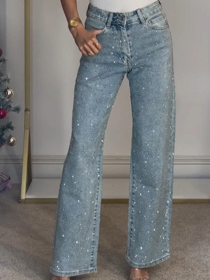 Stylische Jeans Mit Hoher Taille Für Damen | Weites Bein