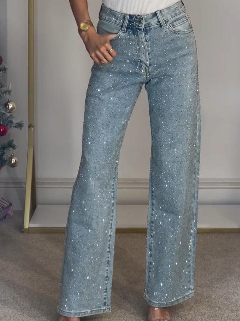 Stylische Jeans Mit Hoher Taille Für Damen | Weites Bein