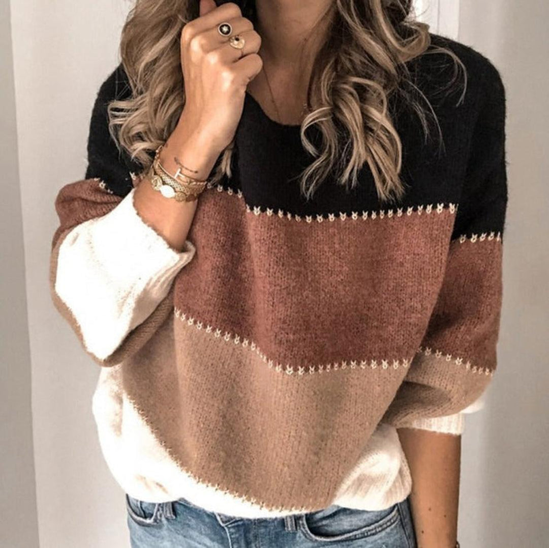 Gestreifter Strickpullover Für Damen | Langarm