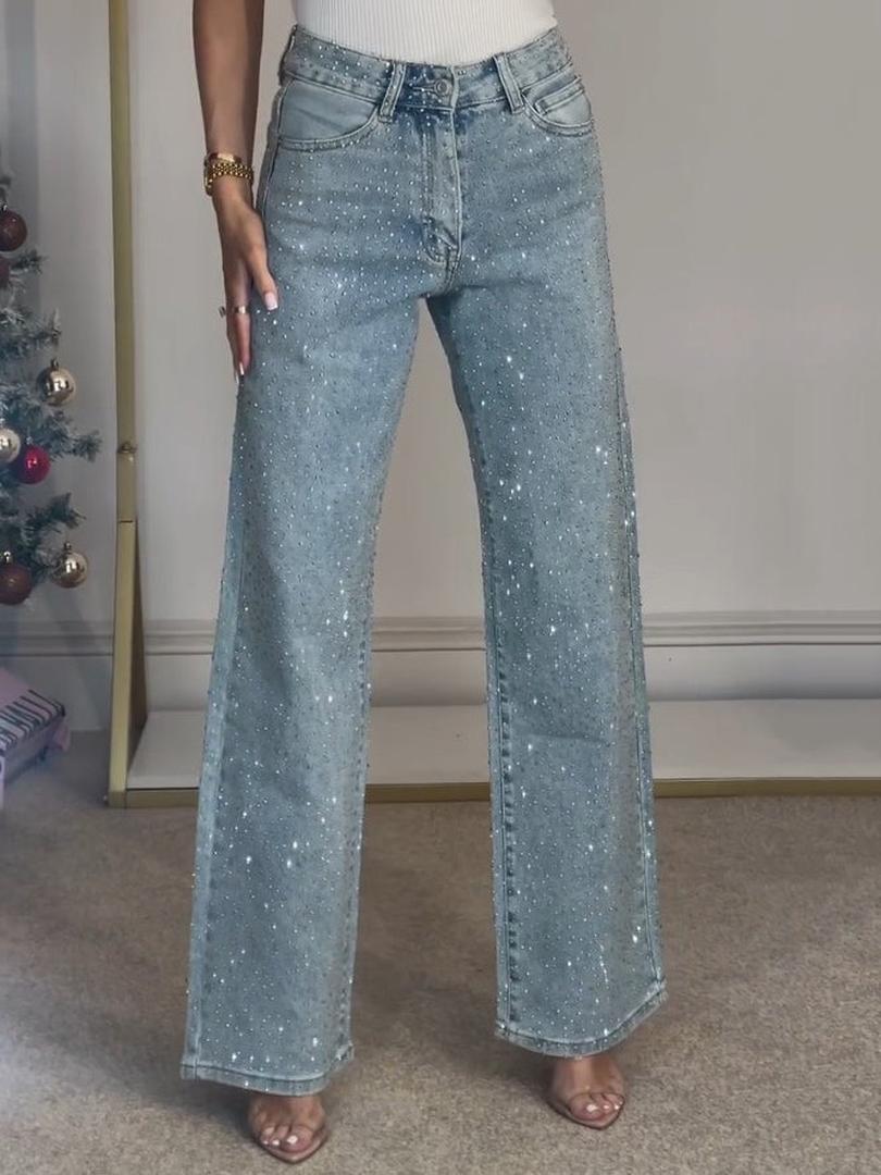 Stylische Jeans Mit Hoher Taille Für Damen | Weites Bein