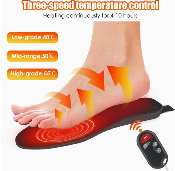 Electric Heated Insoles with Remote Control for Cold Weather
