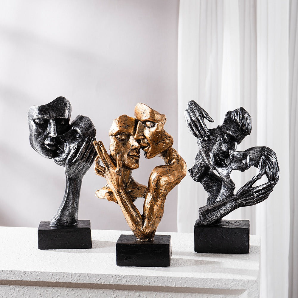 Modern Abstract Kiss Sculpture Decorative Art Ornament
