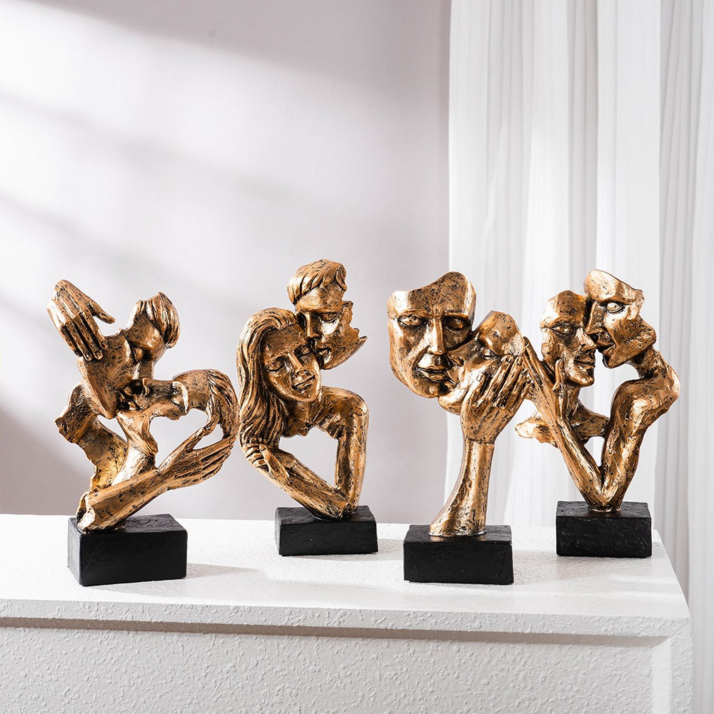 Modern Abstract Kiss Sculpture Decorative Art Ornament