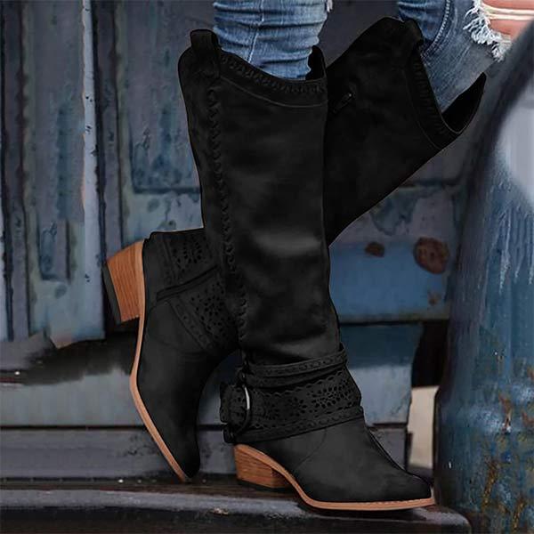 Damen Cowboystiefel Mit Dekorativer Schnalle | Blockabsatz