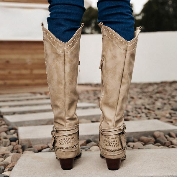 Damen Cowboystiefel Mit Dekorativer Schnalle | Blockabsatz