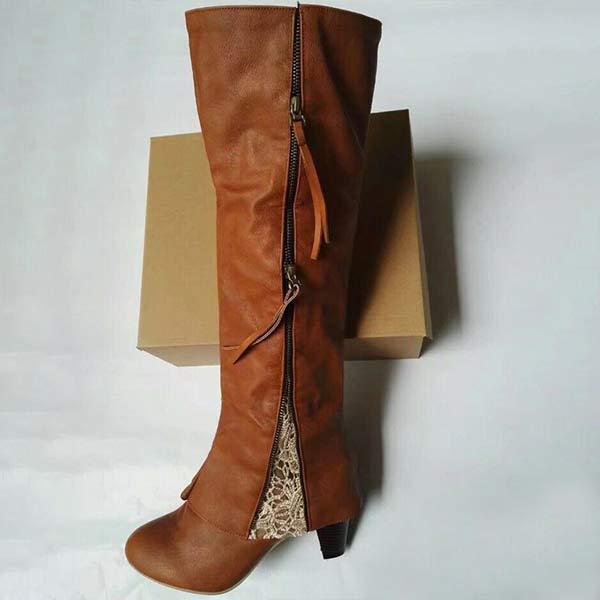 Kniehohe Stiefel Mit Dickem Absatz Für Damen | Winter