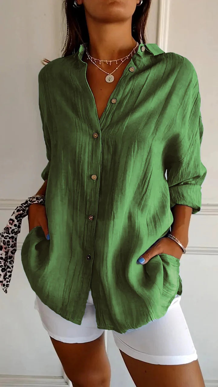 Damen Bluse mit Knopfleiste – Locker geschnitten, Luftig & Bequem | Ideal für Frühling, Sommer & Alltag