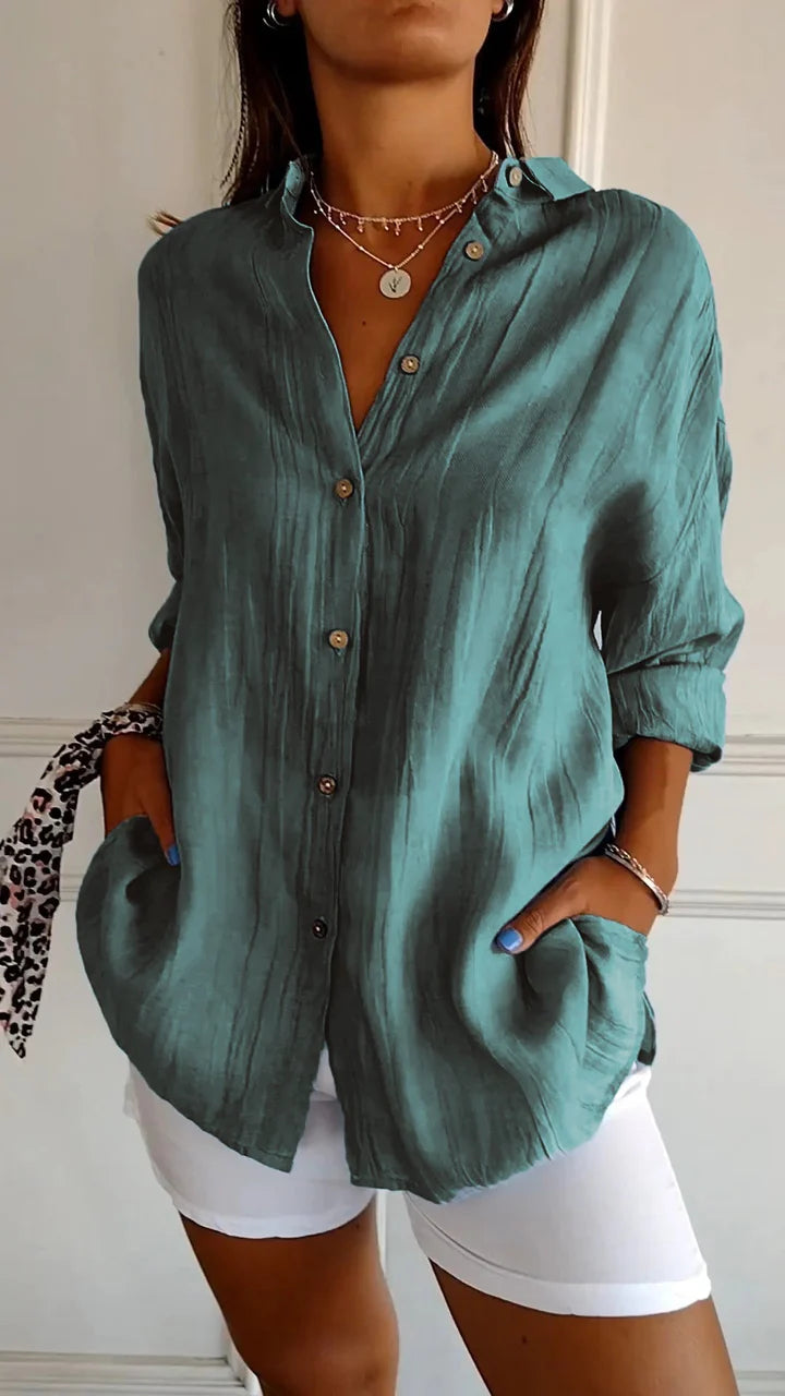 Damen Bluse mit Knopfleiste – Locker geschnitten, Luftig & Bequem | Ideal für Frühling, Sommer & Alltag
