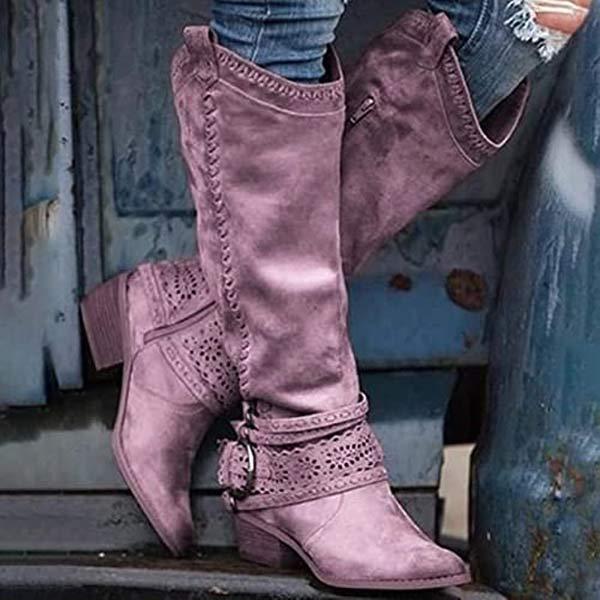 Damen Cowboystiefel Mit Dekorativer Schnalle | Blockabsatz