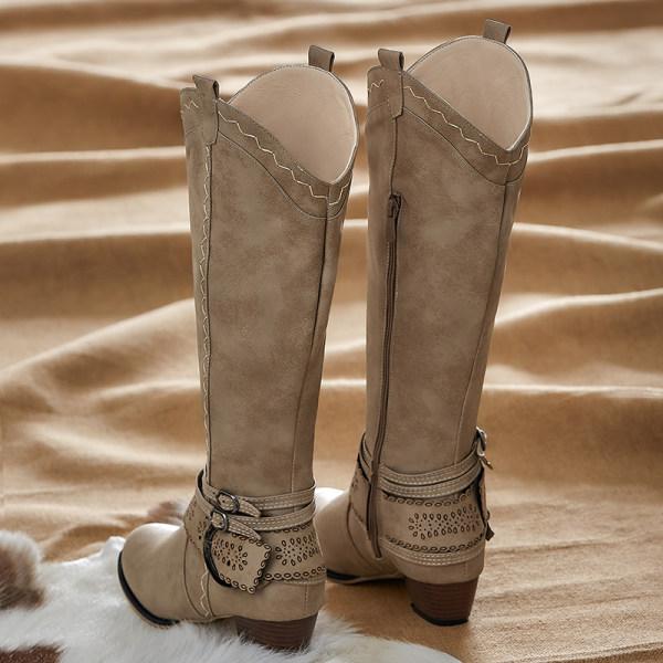 Damen Cowboystiefel Mit Dekorativer Schnalle | Blockabsatz