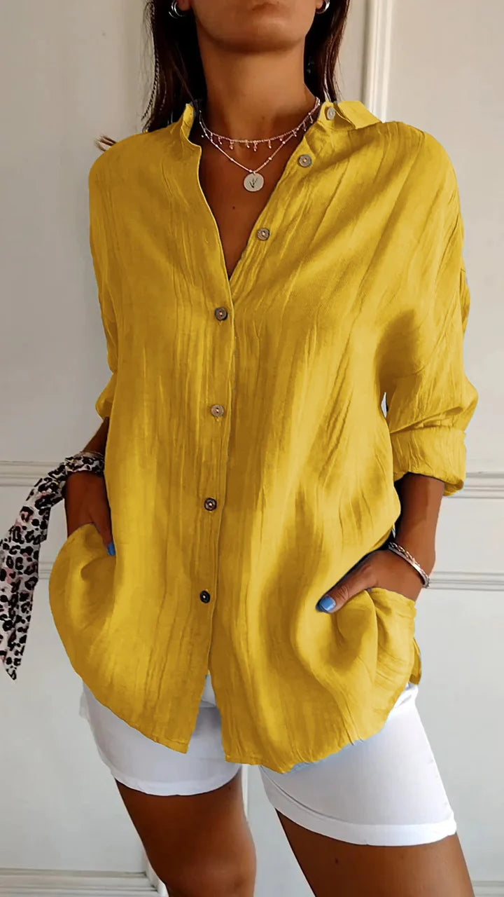 Damen Bluse mit Knopfleiste – Locker geschnitten, Luftig & Bequem | Ideal für Frühling, Sommer & Alltag