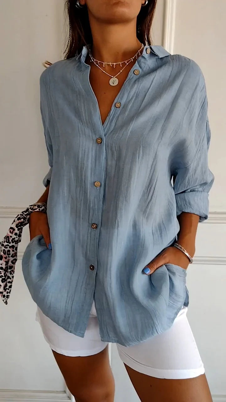 Damen Bluse mit Knopfleiste – Locker geschnitten, Luftig & Bequem | Ideal für Frühling, Sommer & Alltag
