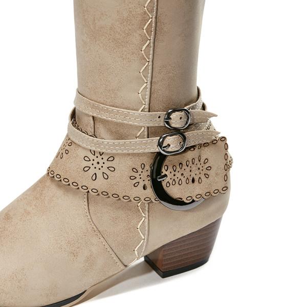 Damen Cowboystiefel Mit Dekorativer Schnalle | Blockabsatz