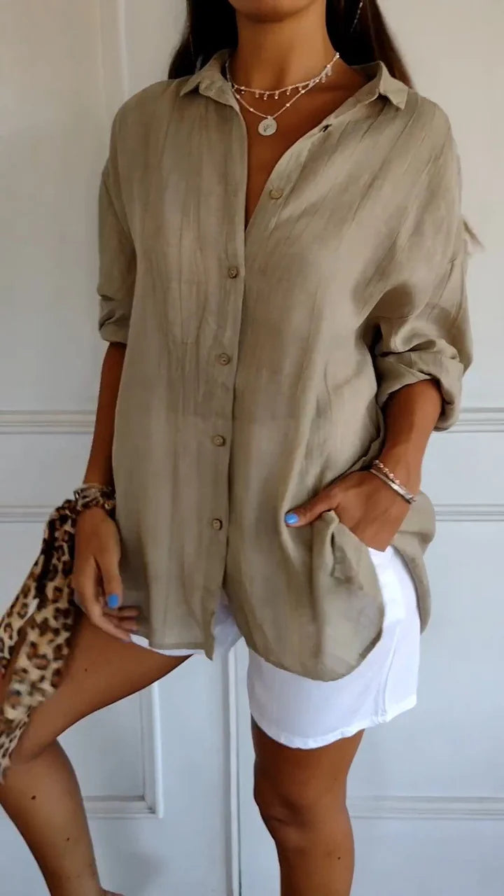 Damen Bluse mit Knopfleiste – Locker geschnitten, Luftig & Bequem | Ideal für Frühling, Sommer & Alltag