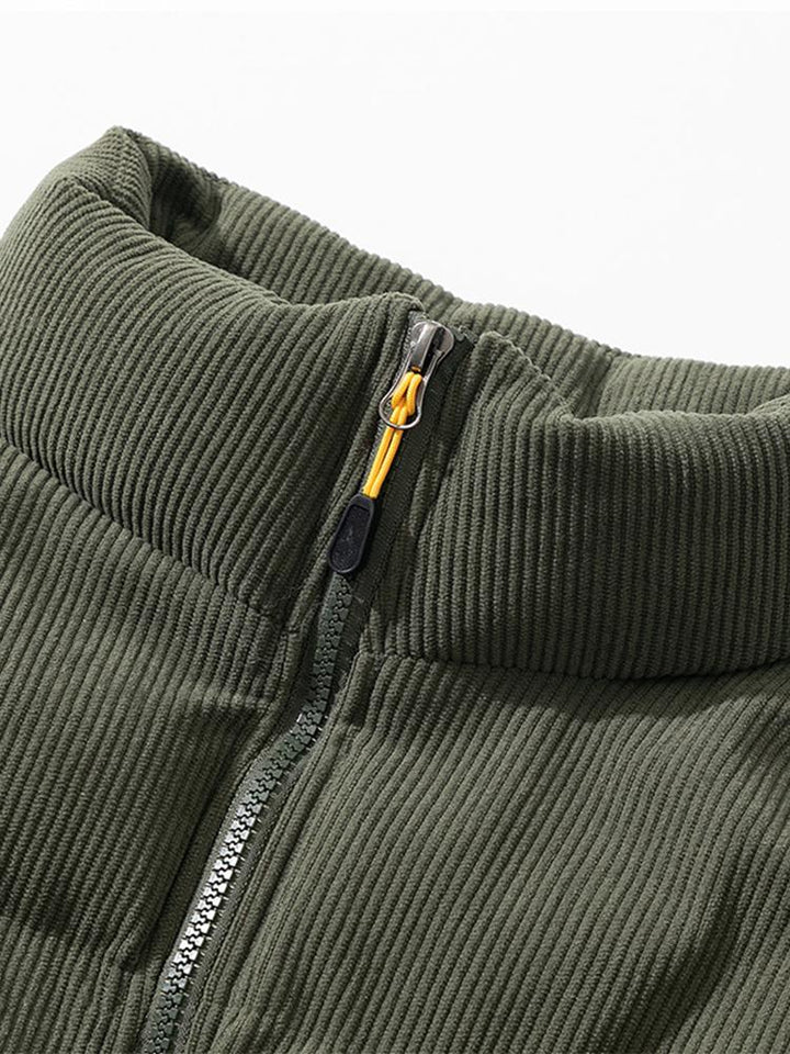 Herren-Daunenjacke Aus Cord | Reißverschluss