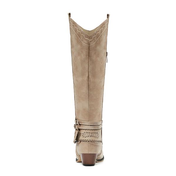 Damen Cowboystiefel Mit Dekorativer Schnalle | Blockabsatz