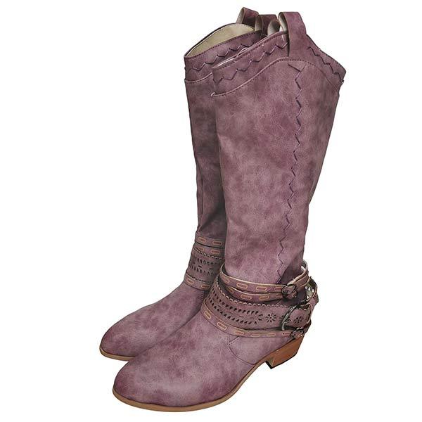 Damen Cowboystiefel Mit Dekorativer Schnalle | Blockabsatz