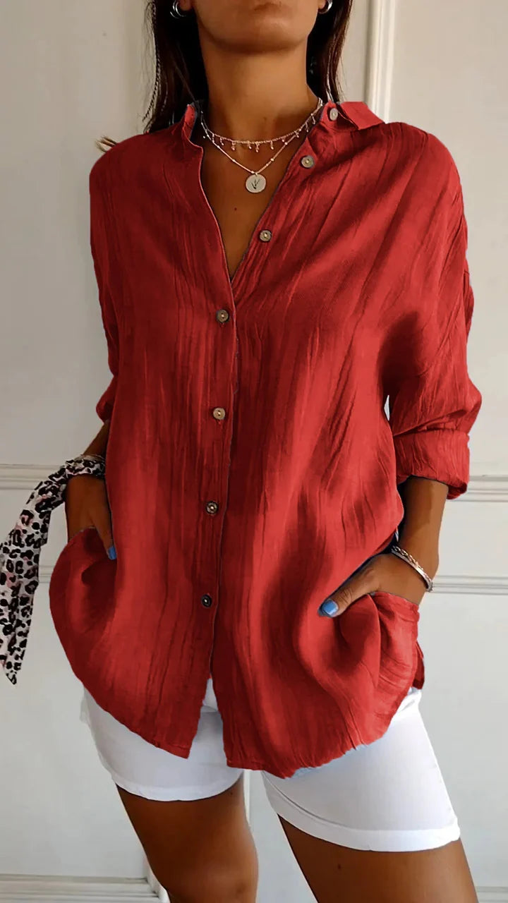 Damen Bluse mit Knopfleiste – Locker geschnitten, Luftig & Bequem | Ideal für Frühling, Sommer & Alltag