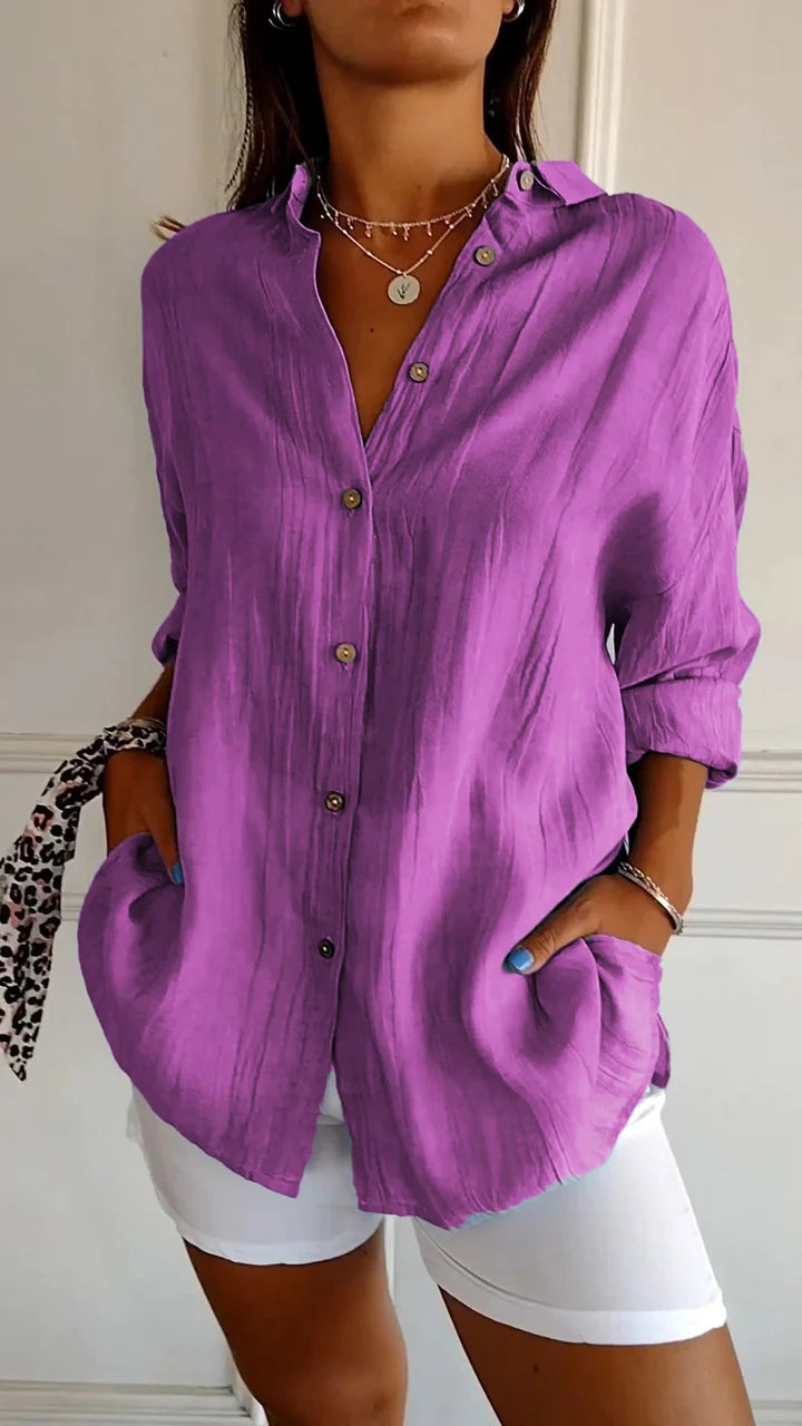 Damen Bluse mit Knopfleiste – Locker geschnitten, Luftig & Bequem | Ideal für Frühling, Sommer & Alltag