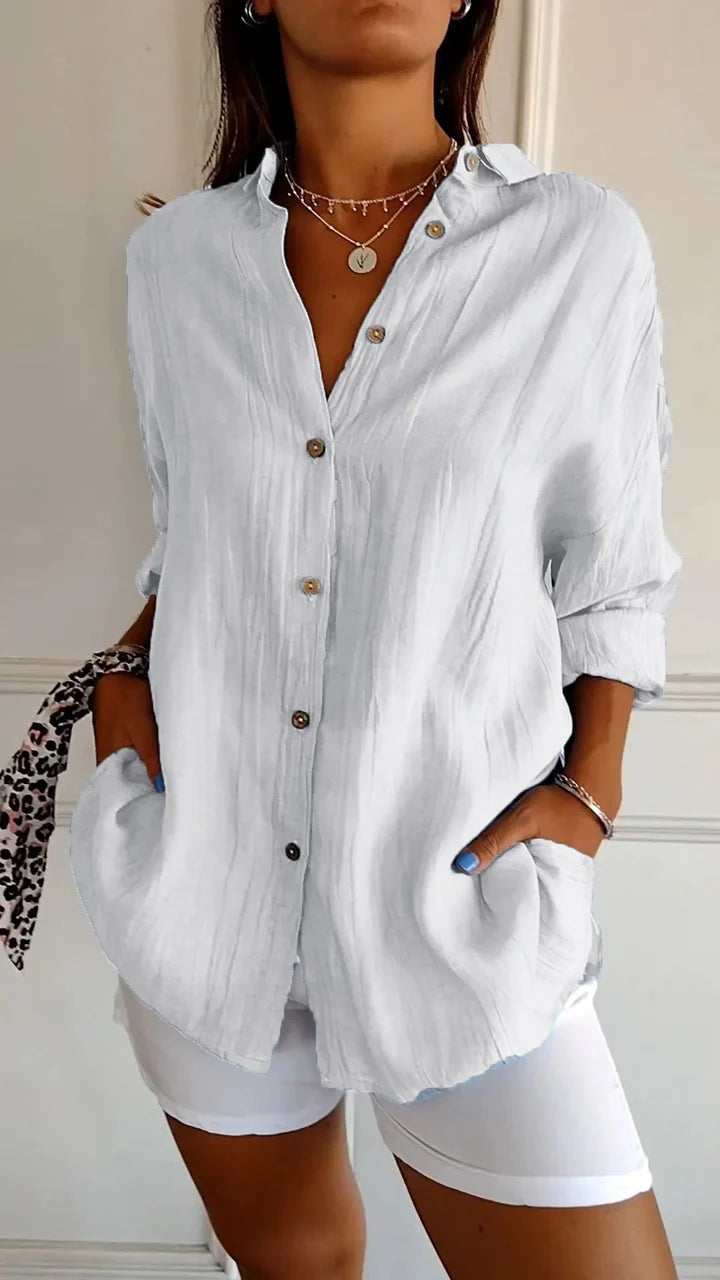 Damen Bluse mit Knopfleiste – Locker geschnitten, Luftig & Bequem | Ideal für Frühling, Sommer & Alltag