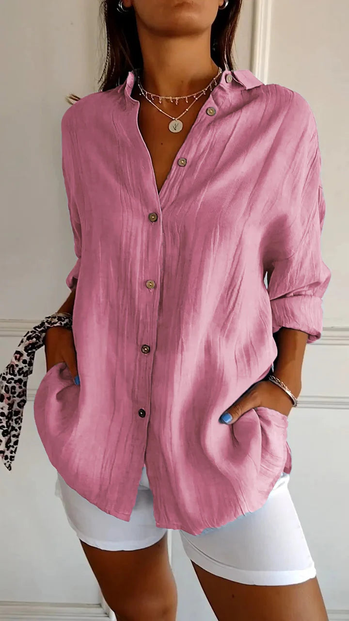 Damen Bluse mit Knopfleiste – Locker geschnitten, Luftig & Bequem | Ideal für Frühling, Sommer & Alltag