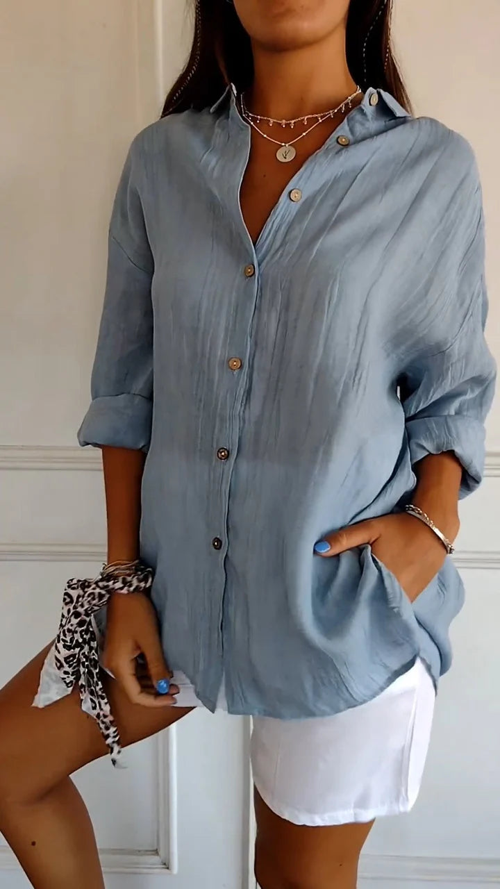Damen Bluse mit Knopfleiste – Locker geschnitten, Luftig & Bequem | Ideal für Frühling, Sommer & Alltag