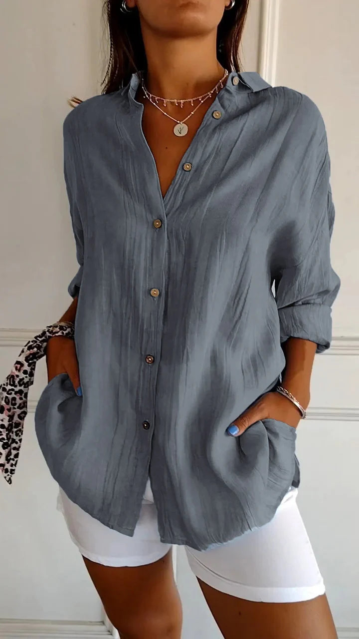 Damen Bluse mit Knopfleiste – Locker geschnitten, Luftig & Bequem | Ideal für Frühling, Sommer & Alltag